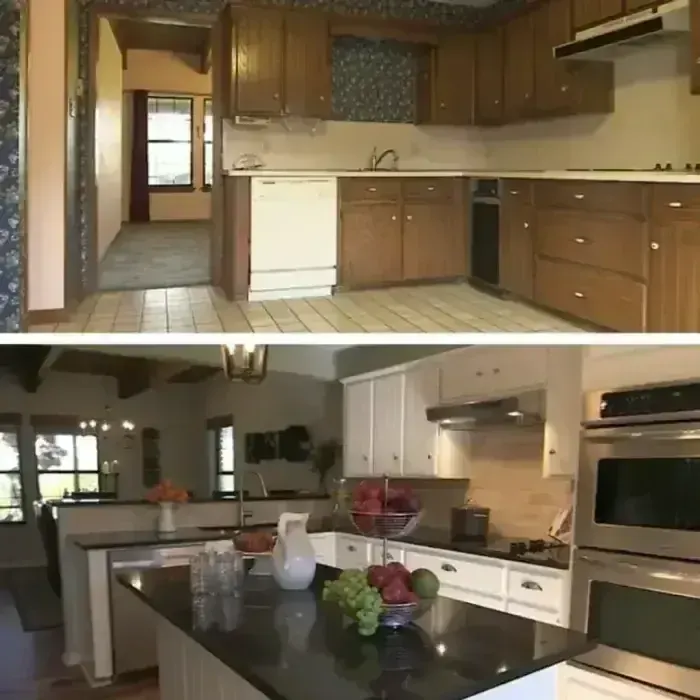 Before and after full kitchen renovation